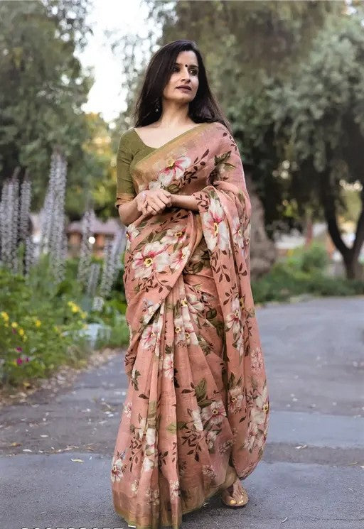 COTTON LILAN DIGITAL PRINT SAREE